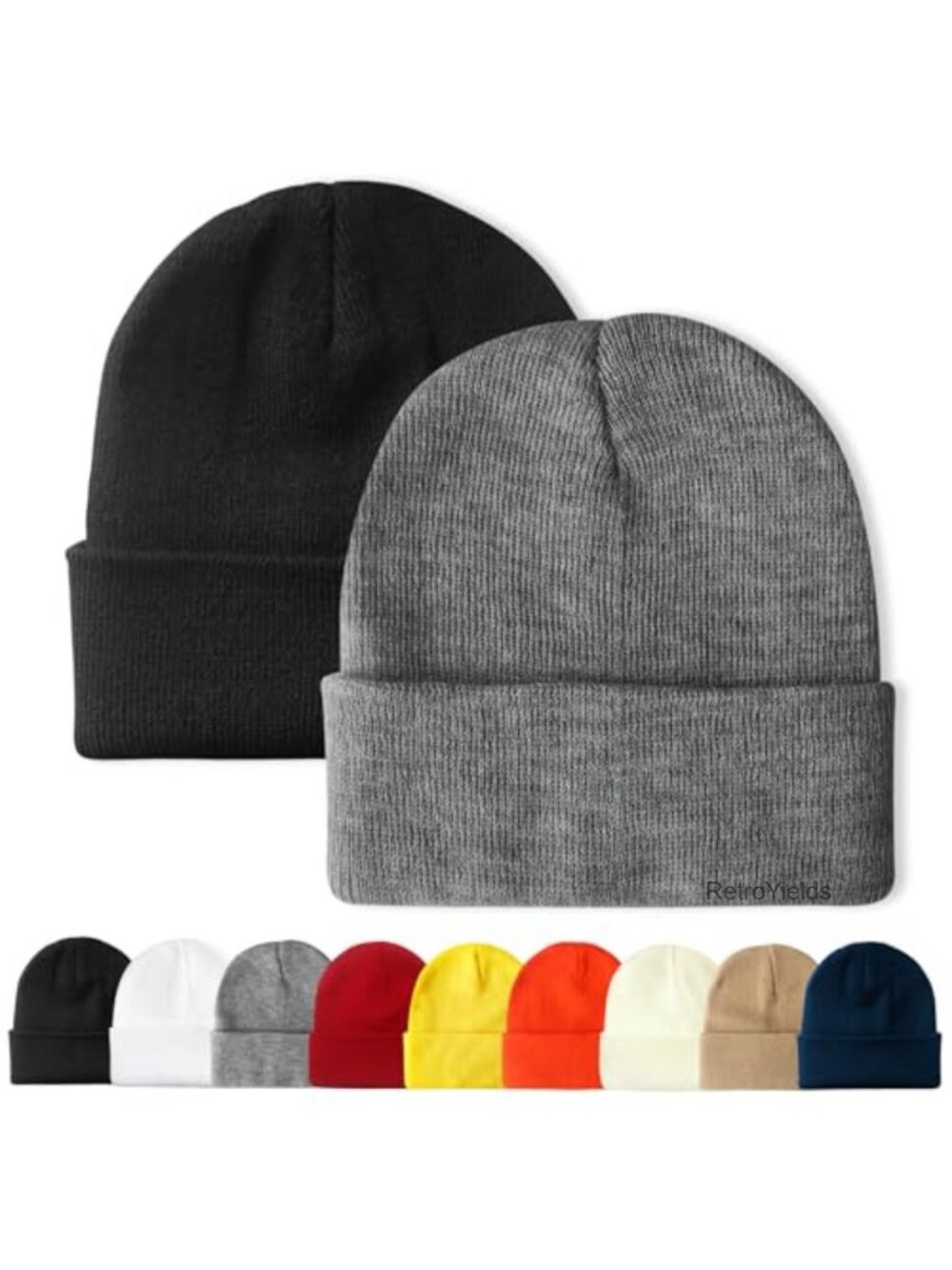Double Layer Knit Beanie for Men Women Winter Warm Stretch